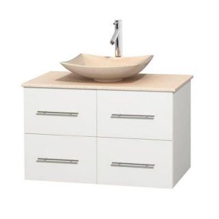 Wyndham Collection Centra 36 in. Vanity in White with Marble Vanity Top in Ivory and Sink WCVW00936SWHIVGS5MXX