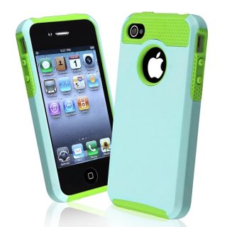 INSTEN Green TPU/ Light Blue Hard Plastic Hybrid Phone Case Cover for