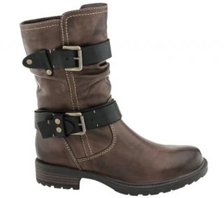 Earth Leather Mid Calf Boot w/ Double Buckles  Everwood —