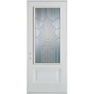 Stanley Doors 32 in. x 80 in. Art Deco 3/4 Lite 1 Panel Prefinished White Steel Prehung Front Door 1350E Z 32 R P