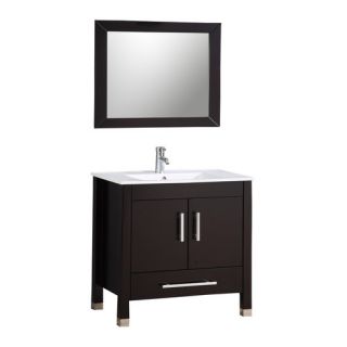 MTDVanities Monaco 36 Single Sink Bathroom Vanity Set with Mirror