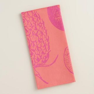 Fuchsia and Coral Pineapple Jacquard Kitchen Towel