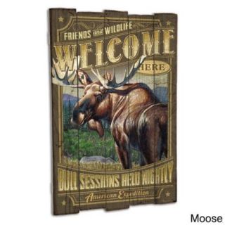 American Expedition Wooden Cabin Sign Moose Wooden Cabin Sign