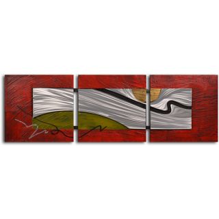 Handcrafted Tar Stream on Metal Metal on Hand painted Canvas Wall