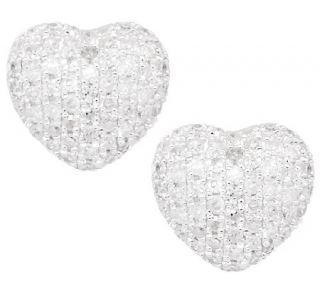 Pave Diamond Heart Earrings Sterling 1/3 cttw by Affinity —