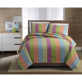 Bright stripe Cotton 3 piece Quilt Set   17792437  