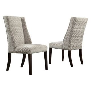 Harlow Wingback Dining Chair with Nailheads   Velvety Chevron (Set of