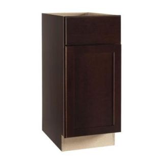 Hampton Bay 15x34.5x24 in. Shaker Base Cabinet with Ball Bearing Drawer Glides in Java KB15 SJM