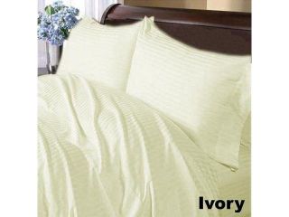 Super Quality Stripe Sheet Set and Bed Skirt of 600TC Ivory King with 27" Drop Length 100% Egyptian Cotton