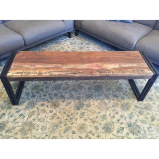 Timbergirl Handcrafted Reclaimed Wood Bench with Metal Legs (India)