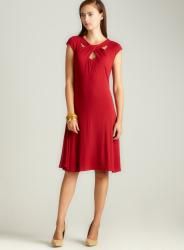 Carmen Marc Valvo Twist Front Fit & Flare Dress  