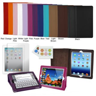 Apple iPad 3 Leatherette Folding Stand Case with Screen Protector