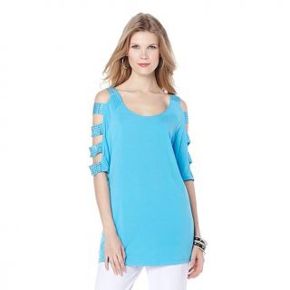 Slinky® Brand Tunic with Embellished Cutout Sleeves   7761255