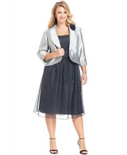 Le Bos Plus Size Metallic Dot Print Dress and Jacket   Dresses   Women
