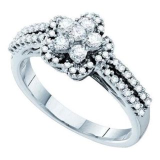 0.50Ctw Diamond Flower Womens Fixed Ring Size   7