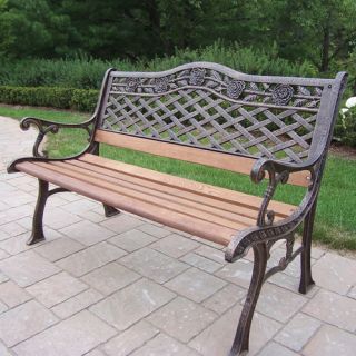 Oakland Living Tea Rose Wood and Cast Iron Park Bench