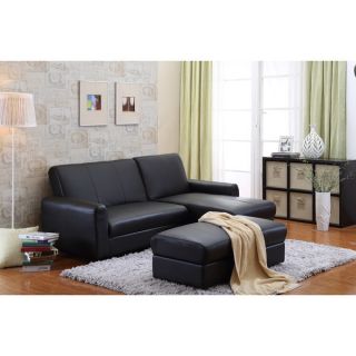 the Hom Aerie 3 piece Black Bi cast Leather Sectional Sofa Bed with