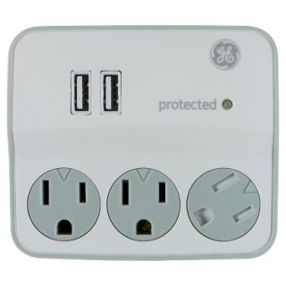 GE 3 Outlet Surge Tap, 450 Joules, USB Charging