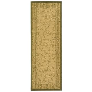 Safavieh Courtyard Natural and Olive Rectangular Indoor and Outdoor Machine Made Runner (Common 2 x 10; Actual 28 in W x 109 in L x 0.42 ft Dia)
