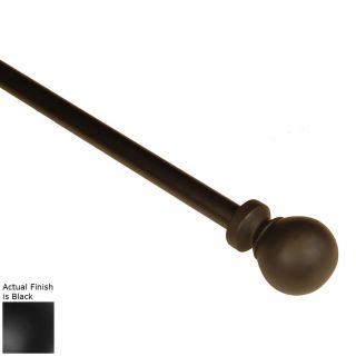 BCL Drapery Classic Ball 82 in to 120 in Black Steel Curtain Rod Set