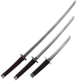 Deluxe Red Dragon Katana Samurai Sword Set of 3 w/ stand