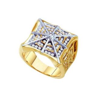 10K Yellow Gold 0.50ctw Glamorous Pave Diamond Mens Decorated Fashion Ring