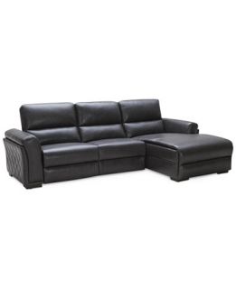 Jessi Quilted Side Leather 3 Piece Sectional Sofa with 1 Power