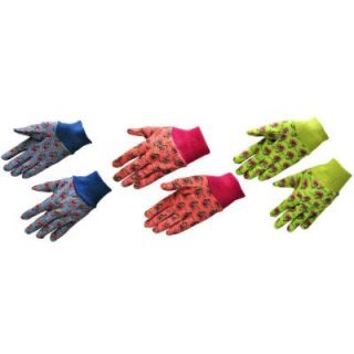 G & F Soft Jersey Kids Green/Red/Blue Gloves (3 Pair) 1823 3