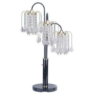 ORE International 34 in. Black Table Lamp with Crystal Like Shades 716BK