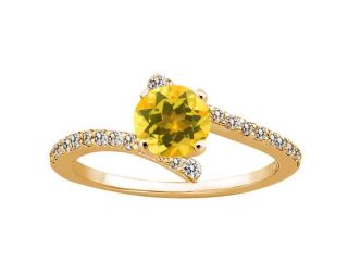 1.04 Ct Round Yellow Citrine 925 Yellow Gold Plated Silver Ring