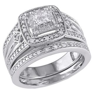 CT. T.W. Princess Cut Diamond Quad Filigree Bridal Set in Sterling