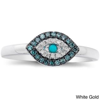 14k Rose Gold 1/6ct TDW Evil Eye Sapphire and Diamond Ring (I J, I1 I2