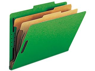 Smead 19033 Pressboard Classification Folders, Legal, Six Section, Green, 10/Box