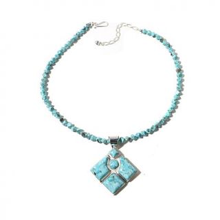 Jay King Turquoise Sterling Silver Square Pendant with 18" Necklace   7781281