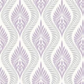 The Wallpaper Company 56 sq. ft. Acanthus Silver/Purple Wallpaper WC1287301