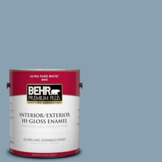 BEHR Premium Plus 1 gal. #T14 14 Cloisonne Blue Hi Gloss Enamel Interior/Exterior Paint 840001