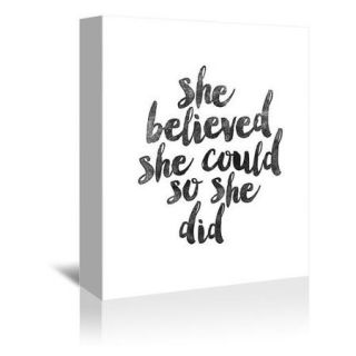 Americanflat She Believed She Could so she Did Textual Art on Gallery Wrapped Canvas