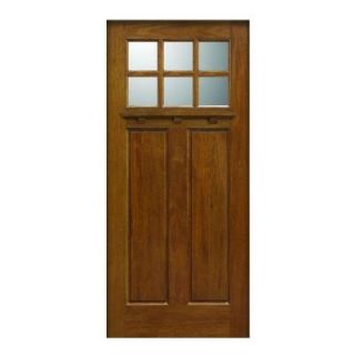 Main Door 36 in. x 80 in. Craftsman Collection 6 Lite Prefinished Walnut Solid Mahogany Type Wood Front Door Slab SH 706 WA