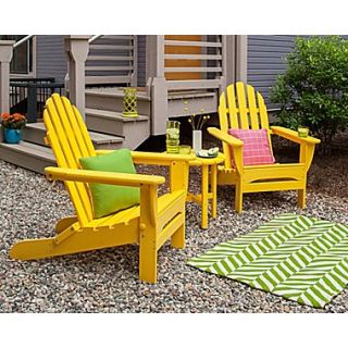 POLYWOOD  Classic 3 Piece Folding Adirondack Seating Group; Lemon