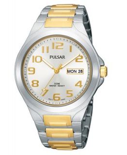 Pulsar Watch, Mens Two Tone Stainless Steel Bracelet PXN153   Watches