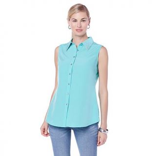 DG2 by Diane Gilman Embellished Soft Shirt with Jewel Buttons   7644687