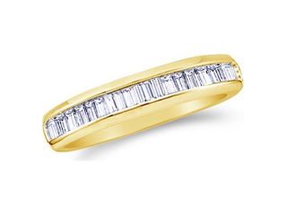 10k Yellow Gold Channel Set Baguette Diamond Ladies Womens Wedding or Anniversary 2mm Ring Band (.15 cttw, G   H Color, I1 Clarity)