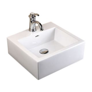 Ronbow Ceramic Square Vessel Bathroom Sink with Overflow