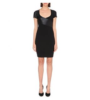 FRENCH CONNECTION   Midnight faux leather detailed dress