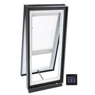 VELUX 34 1/2 in. x 34 1/2 in. Solar Powered Venting Curb Mount Skylight w/ Laminated Low E3 Glass White Light Filtering Blind VCS 3434 2004FS00