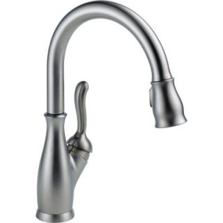 Delta Leland Single Handle Pull Down Sprayer Kitchen Faucet with MagnaTite Docking in Arctic Stainless 9178 AR DST