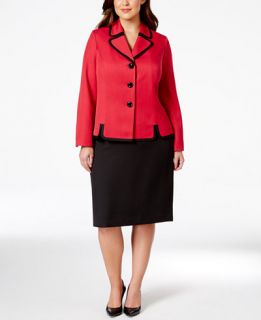 Le Suit Plus Size Contrast Trim Skirt Suit   Wear to Work   Women