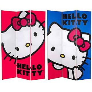 Oriental Furniture 71 x 47.25 Classic Tall Double Sided Hello Kitty 3 Panel Room Divider