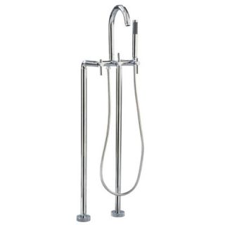 Contemporary Floor Mount Tub Faucet Trim with Metal Lever Handles by