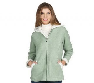 Denim & Co. Heathered Fleece Jacket w/Sherpa Lining and Hood —